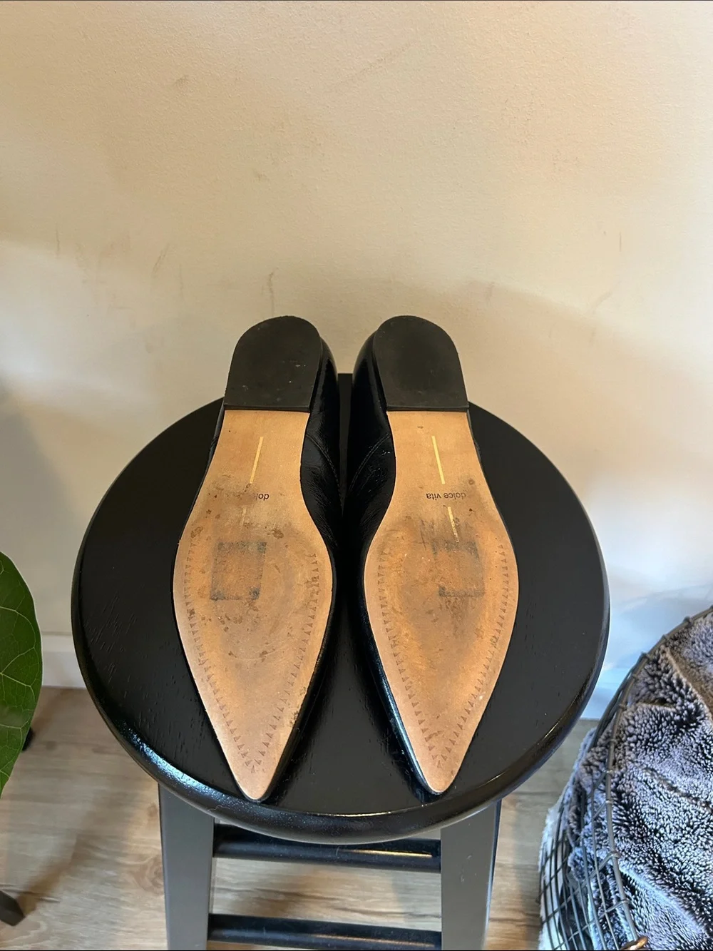 Dolce Vita Gema Black Pointed-Toe Leather Flats